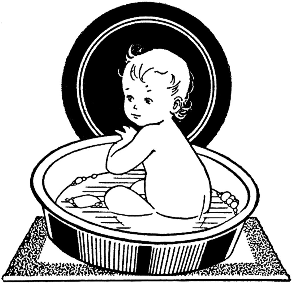 vintage baby bath tub clipart