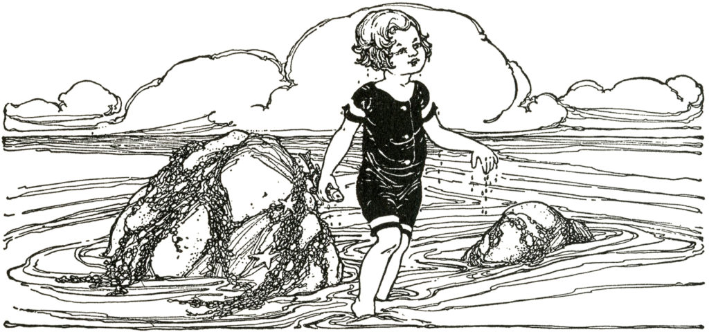 vintage beach child clipart