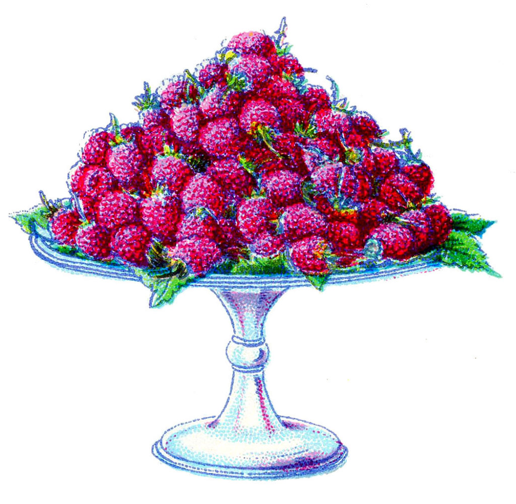 purple raspberries cake stand vintage image