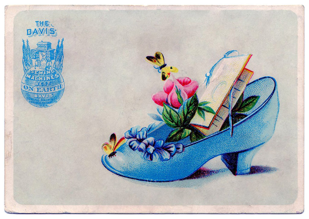 vintage blue high heel shoe flowers butterfly image