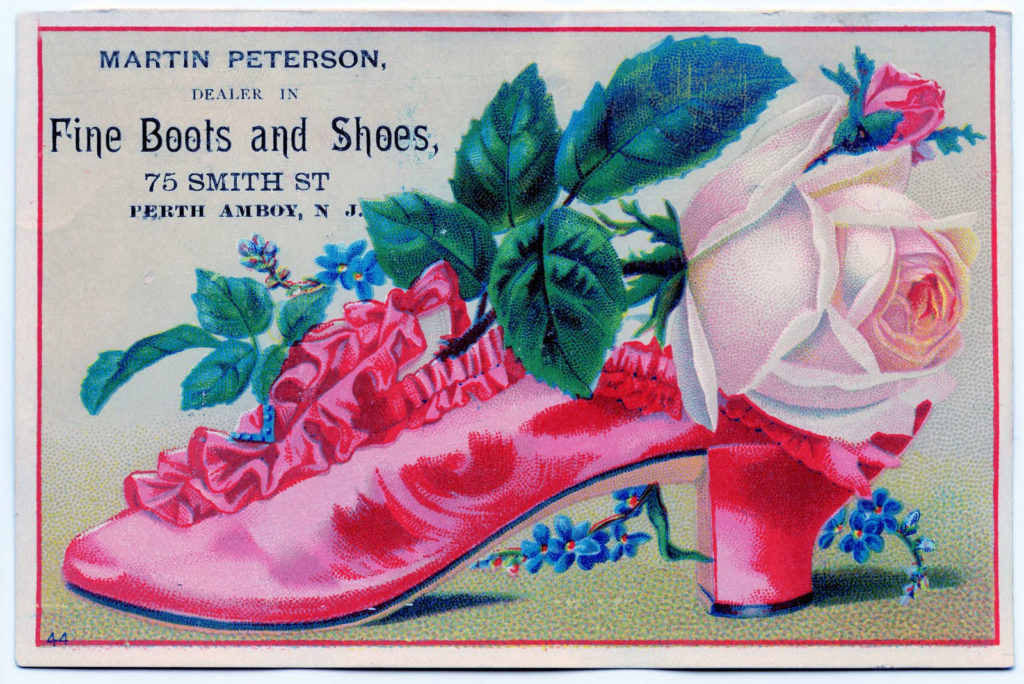 vintage hot pink shoe flowers advertising image