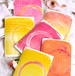 Pink, Yellow and Orange painted papers