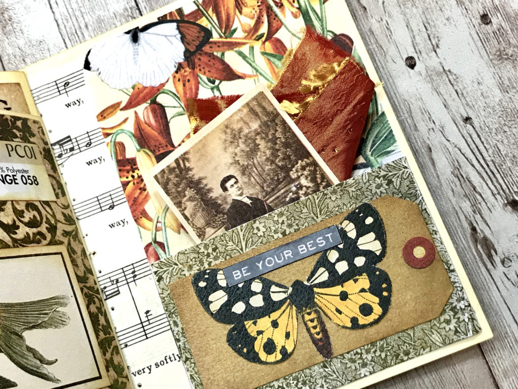 junk journal page butterfly pocket