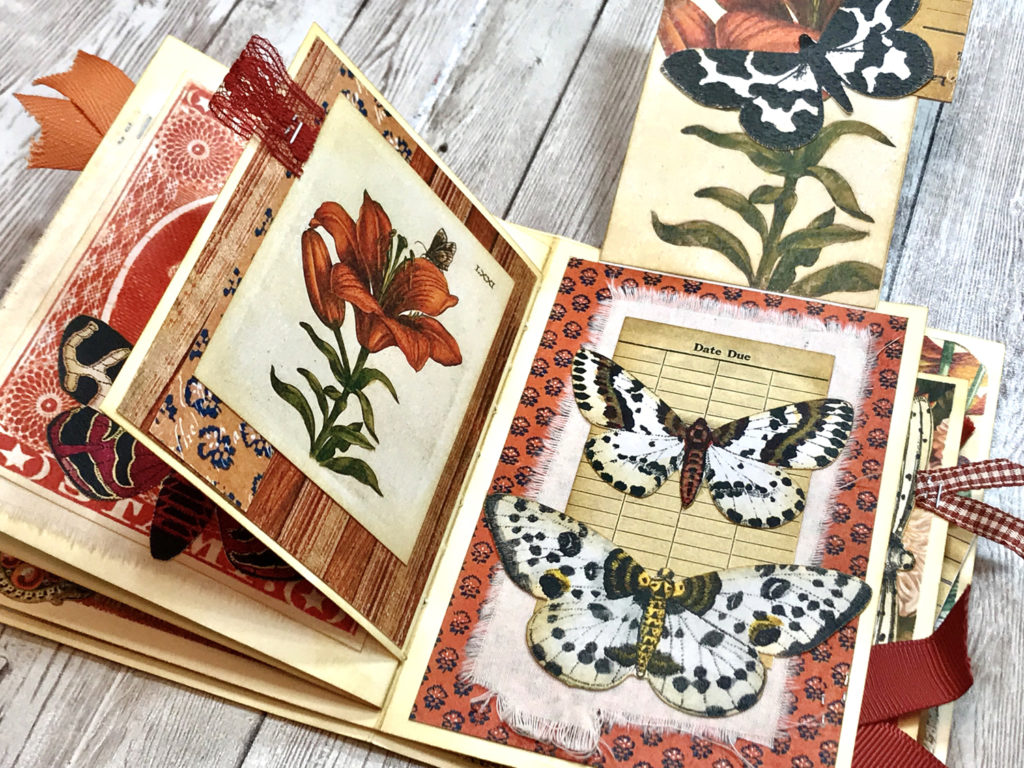 botanical print butterfly moth journal page