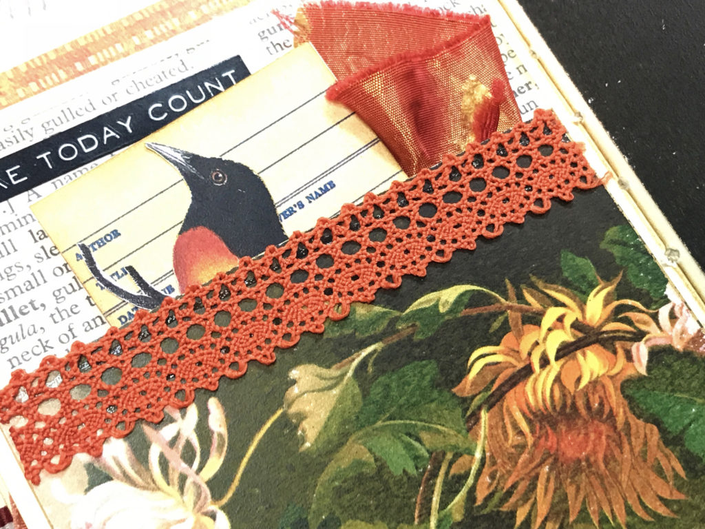 fabric pocket lace trim journal page