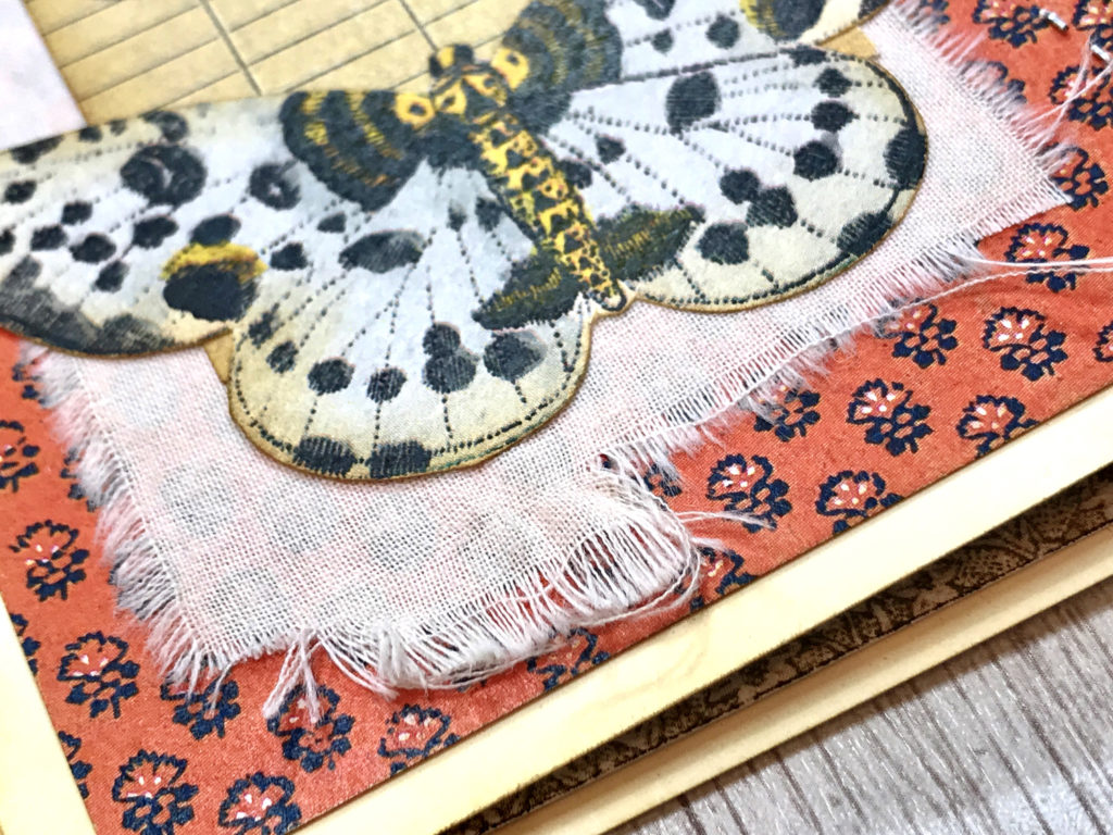 moth library card linen journal page