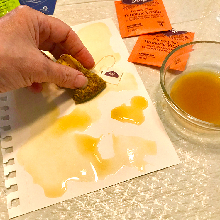 Stain Paper by Rubbing with a Wet Tea Bag