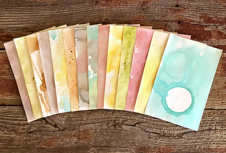 stained paper with colored teas
