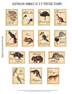 australian animals collage stamps