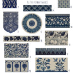 vintage blue white chinoiserie ephemera digital image bundle