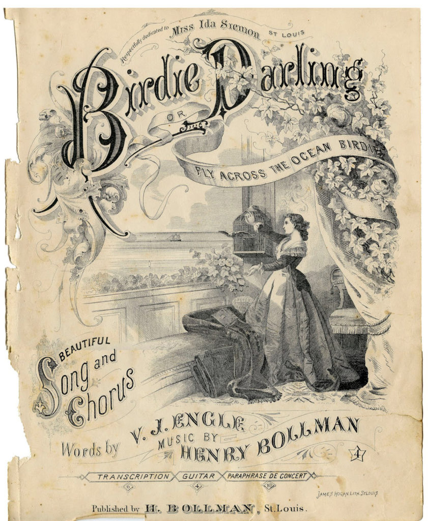 birdie darling vintage sepia sheet music page clipart