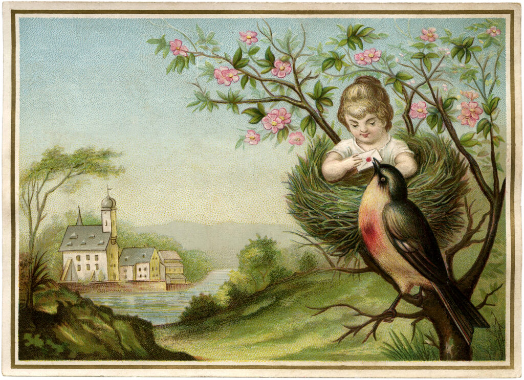 girl in nest bird landscape image