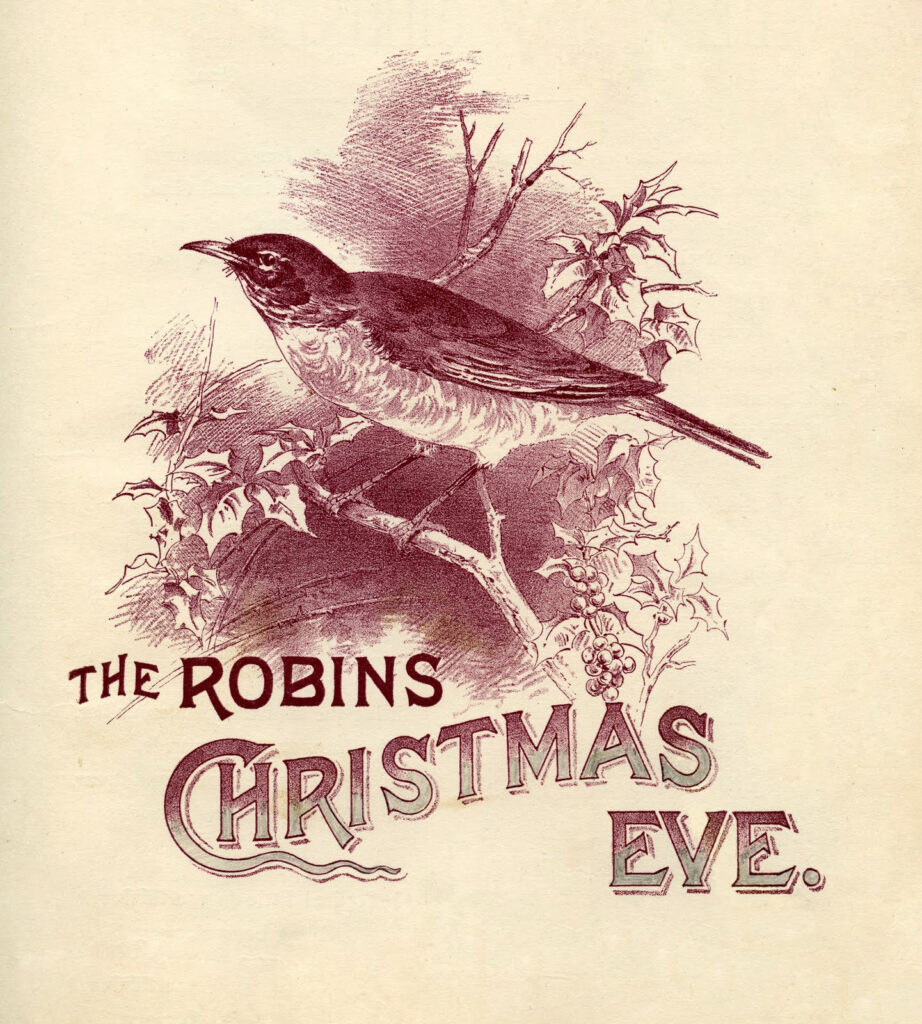 robins christmas eve sepia image