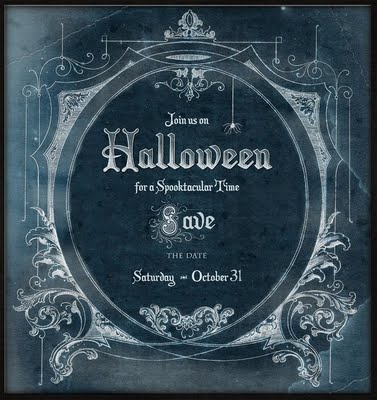 black white halloween invitation clip art