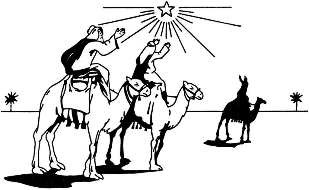 Wise men camel north star illustration