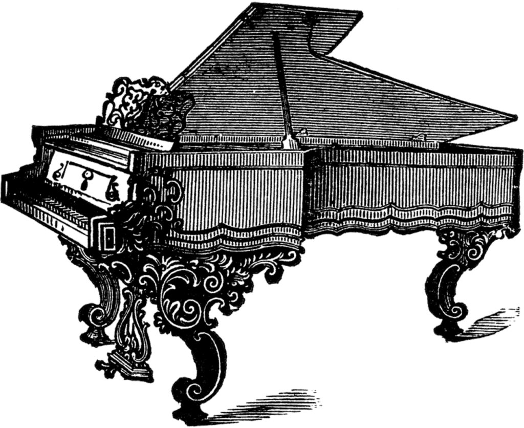 vintage ornate piano clipart