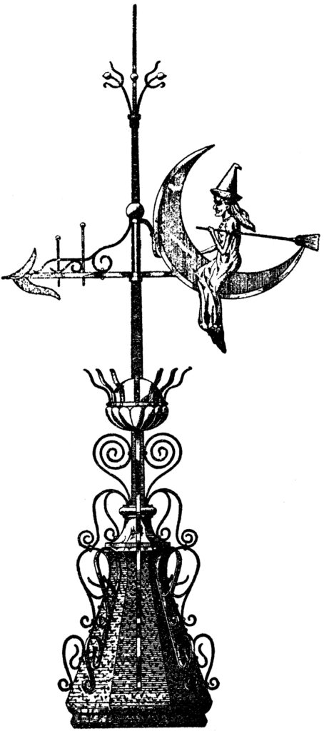 vintage witch weather vane illustration