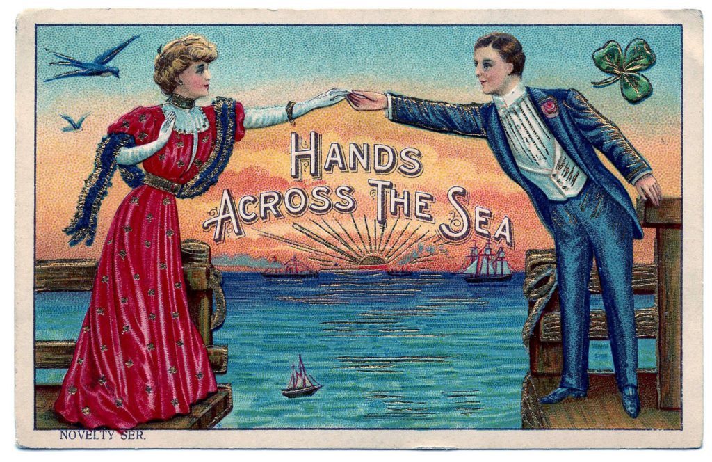 hands across the sea vintage postcard clipart