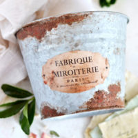 Tin pot with French label and Rust