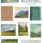 vintage impressionist painted backgrounds ephemera digital image bundle