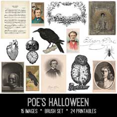 Poe's Halloween vintage ephemera images