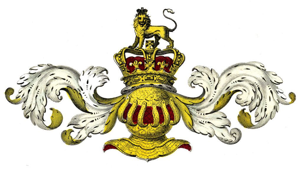Heraldry Image with Lion, Crown and Armour