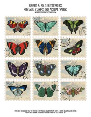 Butterfly collage stamps