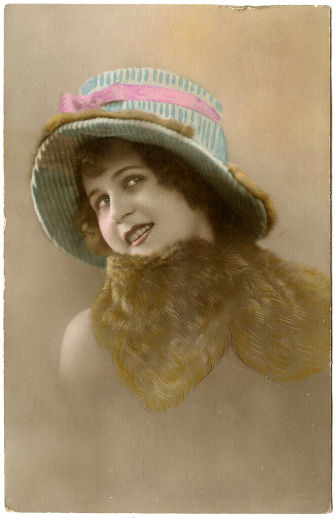 lady striped hat photo image