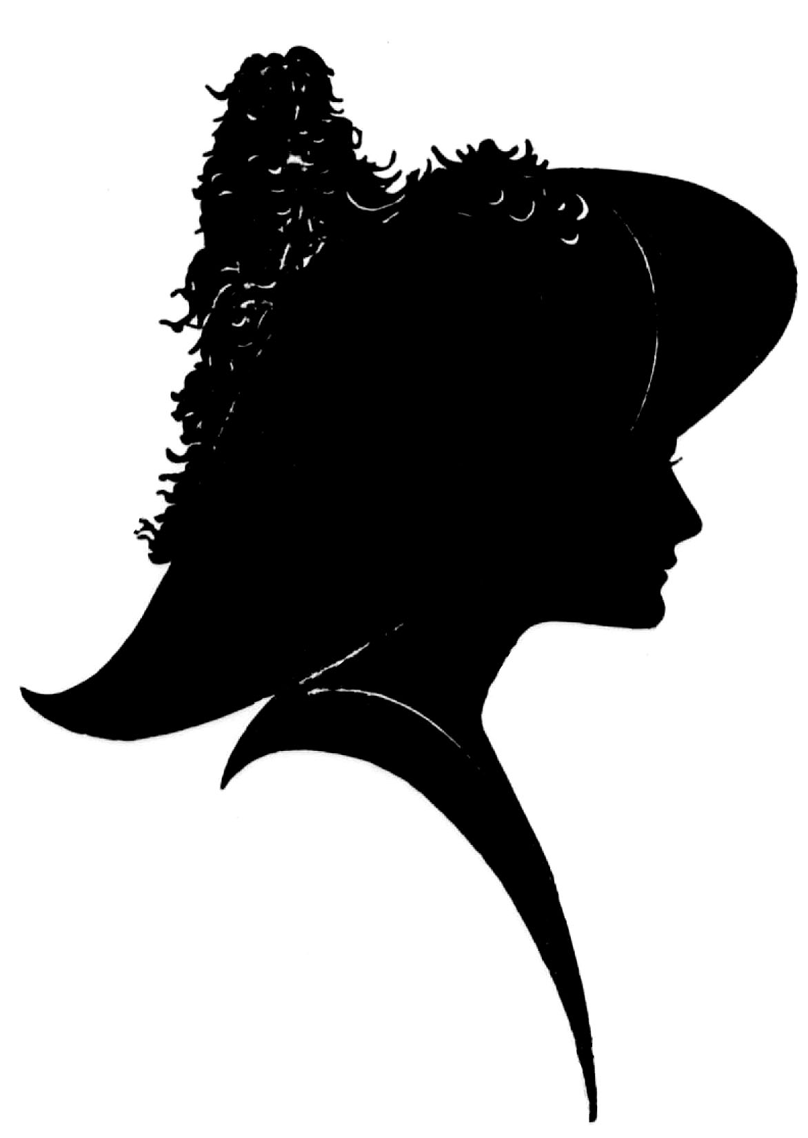 Here we have a beautiful Vintage Elegant Lady with Feathered Hat Silhouette Image! 