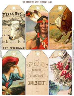 Western themed collage tags