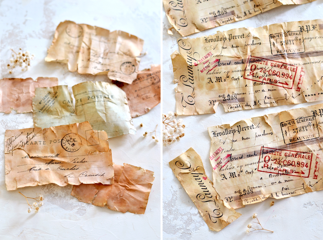 Antique paper DIY crumpled