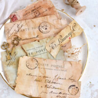 antique papers on a dish