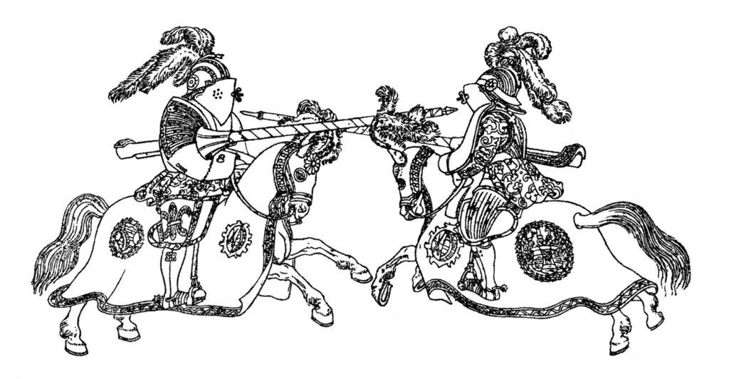 knights jousting horses armor clipart