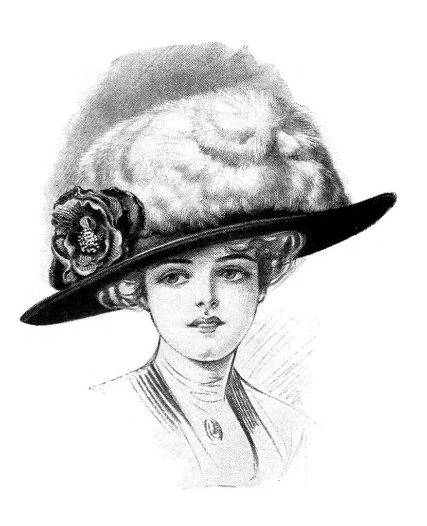 lady large hat clipart