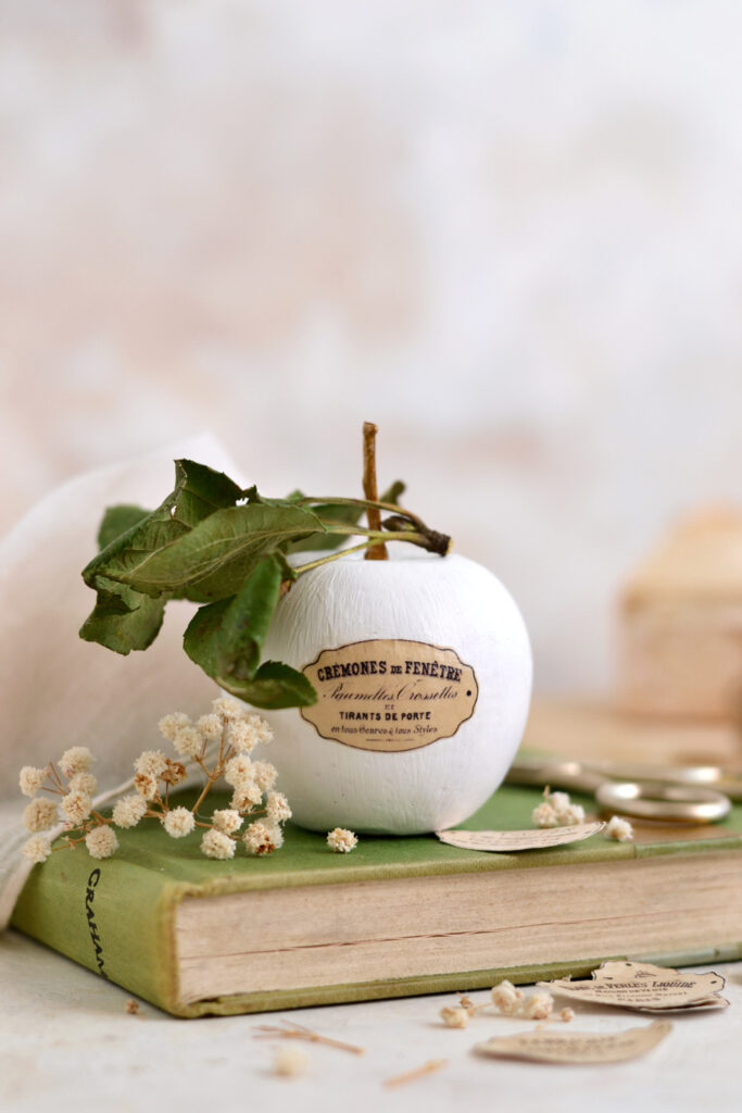 french apple with label on book