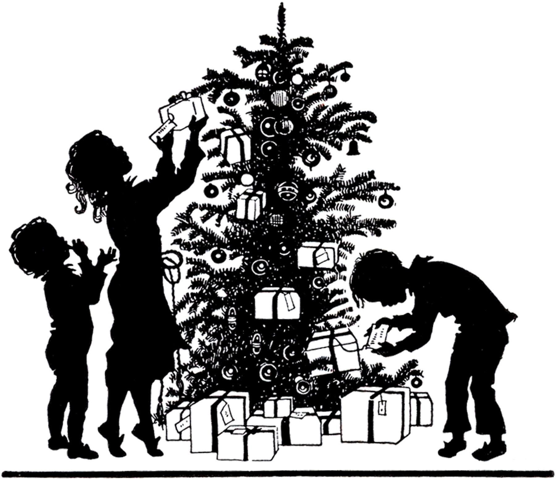 15 Retro Black and White Christmas Clipart! The Graphics Fairy