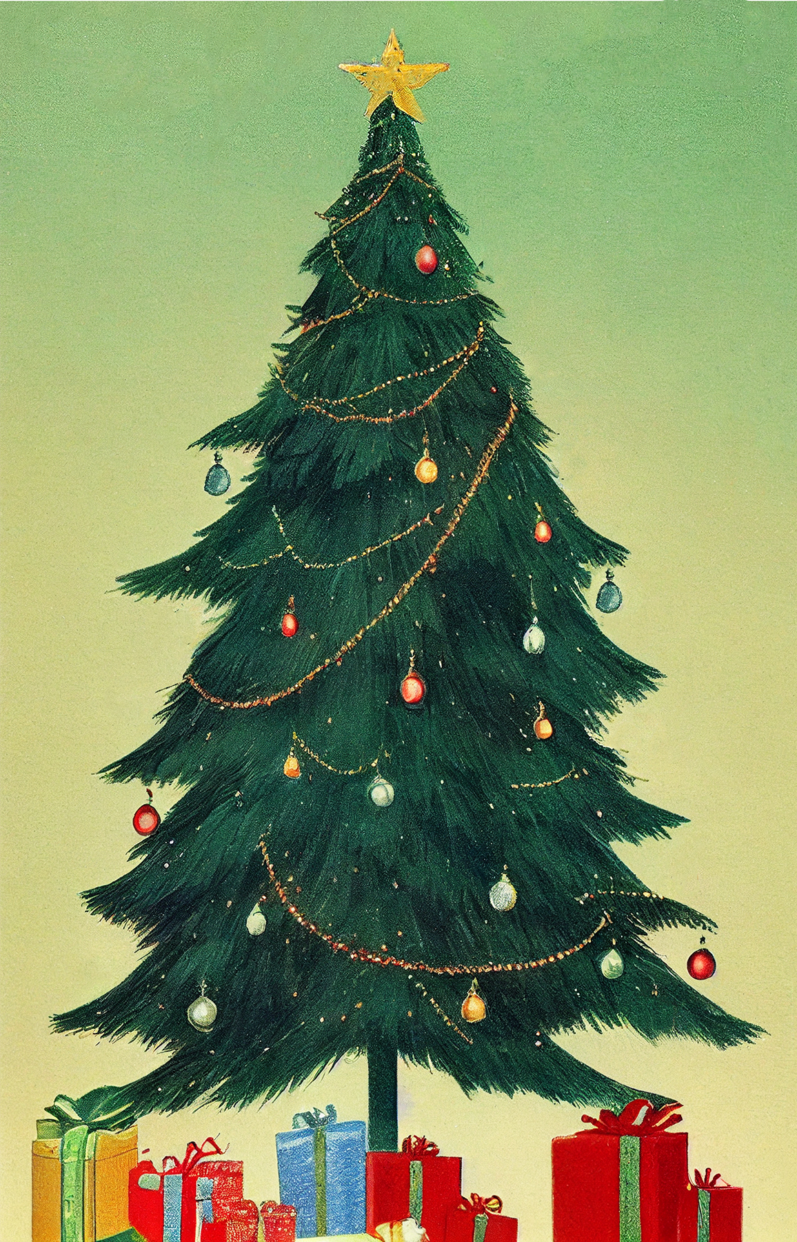 Cute Retro Christmas Tree Clipart
