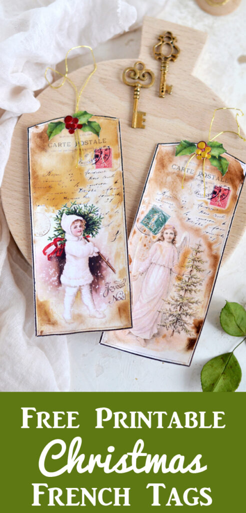 Christmas Watercolor French Tags