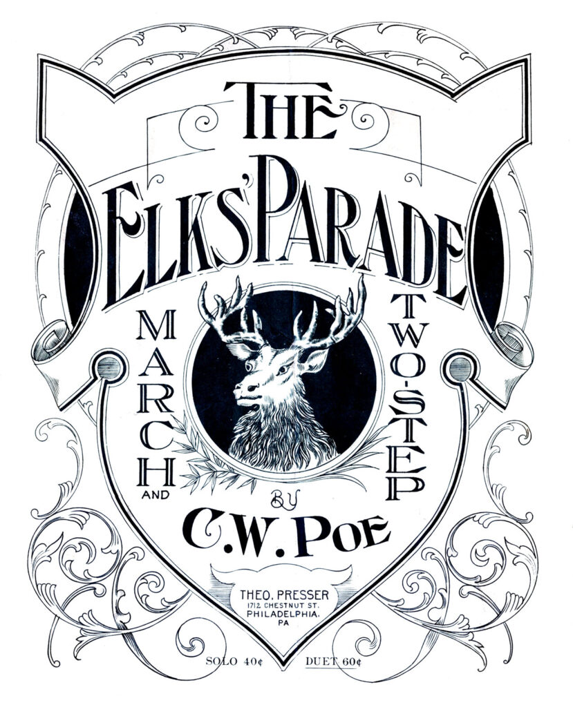 Elk's Parade vintage sheet music clipart