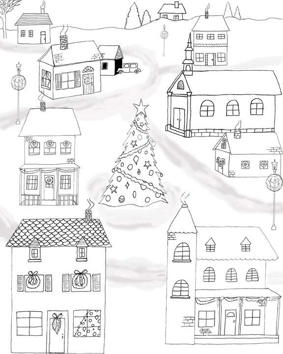 27+ Christmas Village Coloring Pages