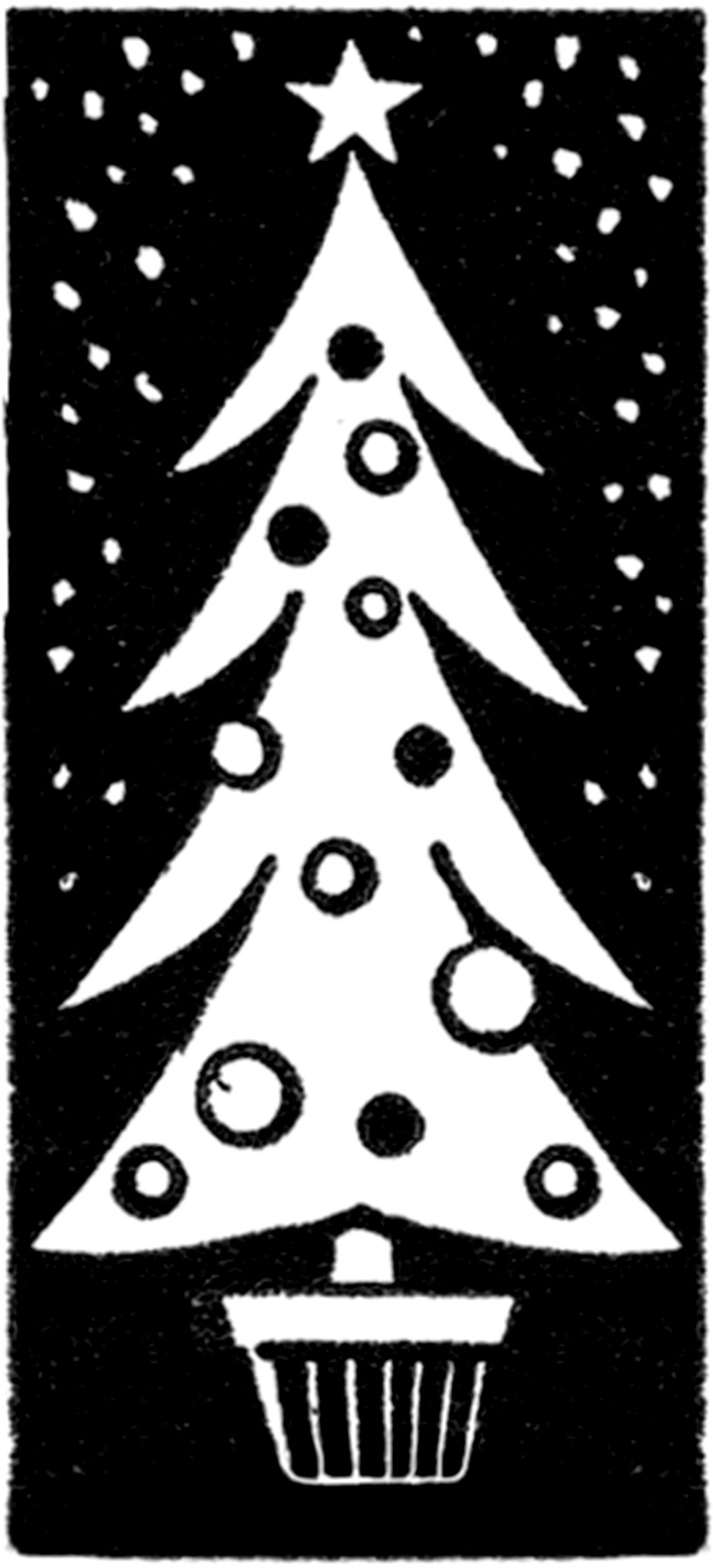 Vintage Christmas Tree Clip Art Black And White