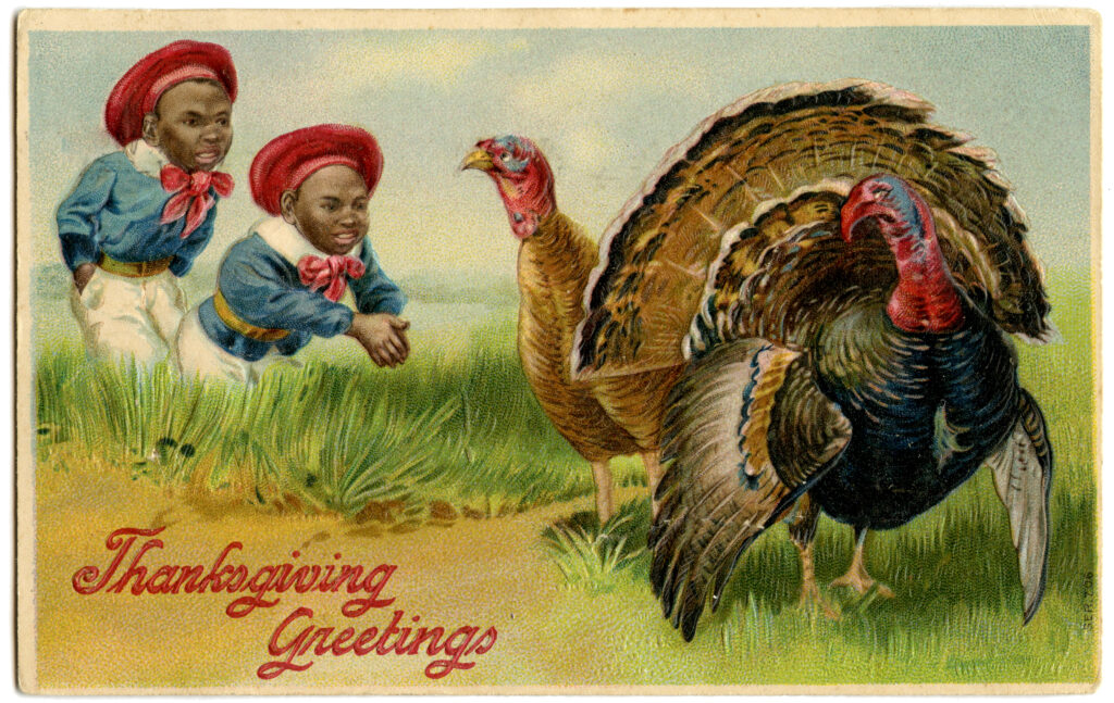 Thanksgiving kids with Turkeys image