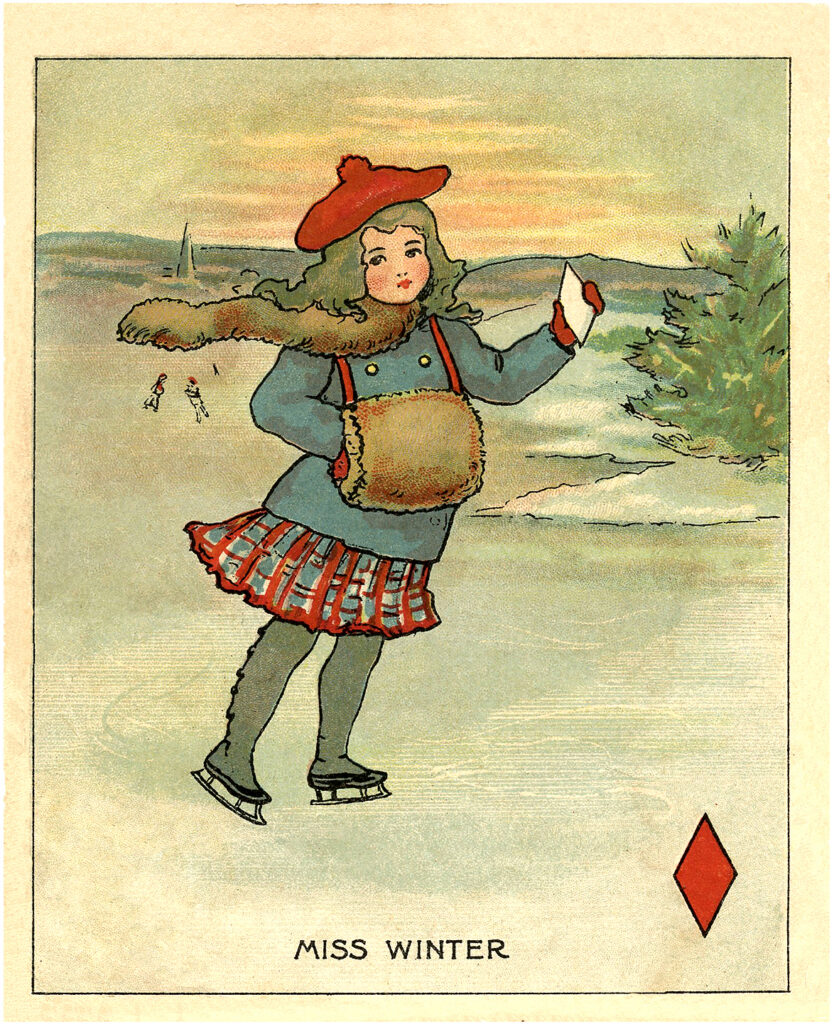 Miss Winter ice skater illustration