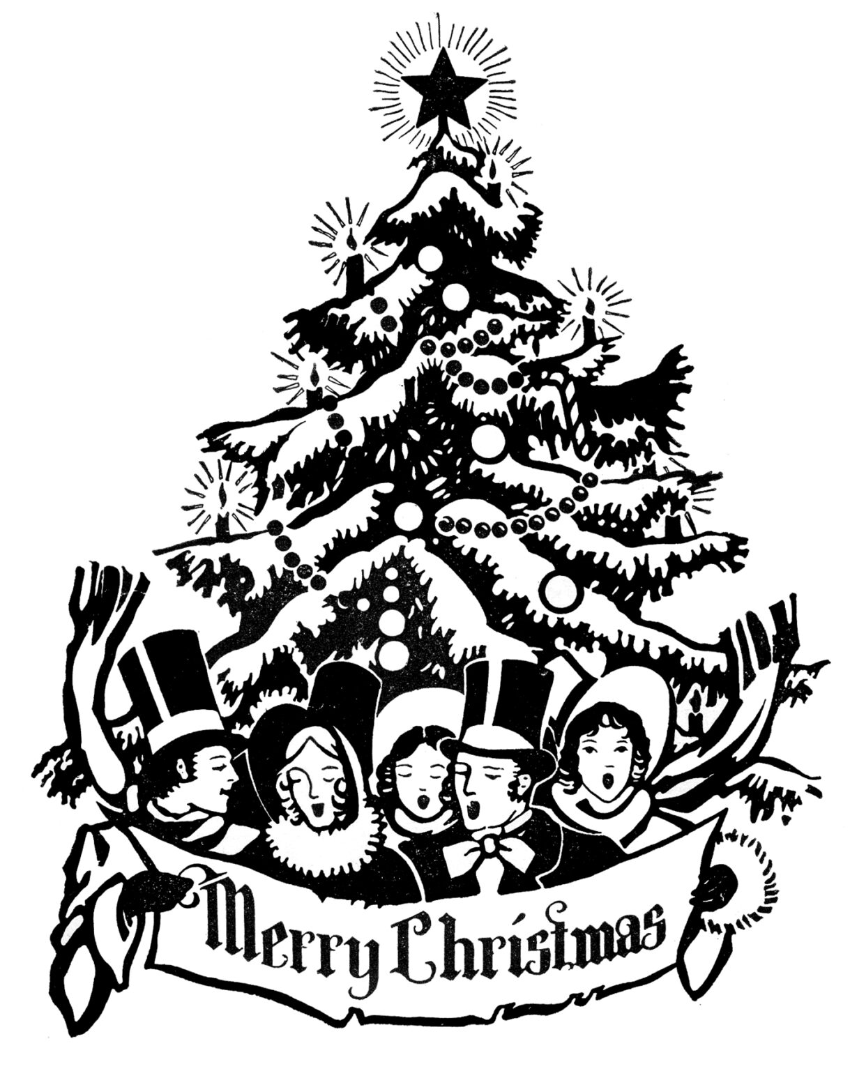 12 Retro Black and White Christmas Clipart! - The Graphics Fairy