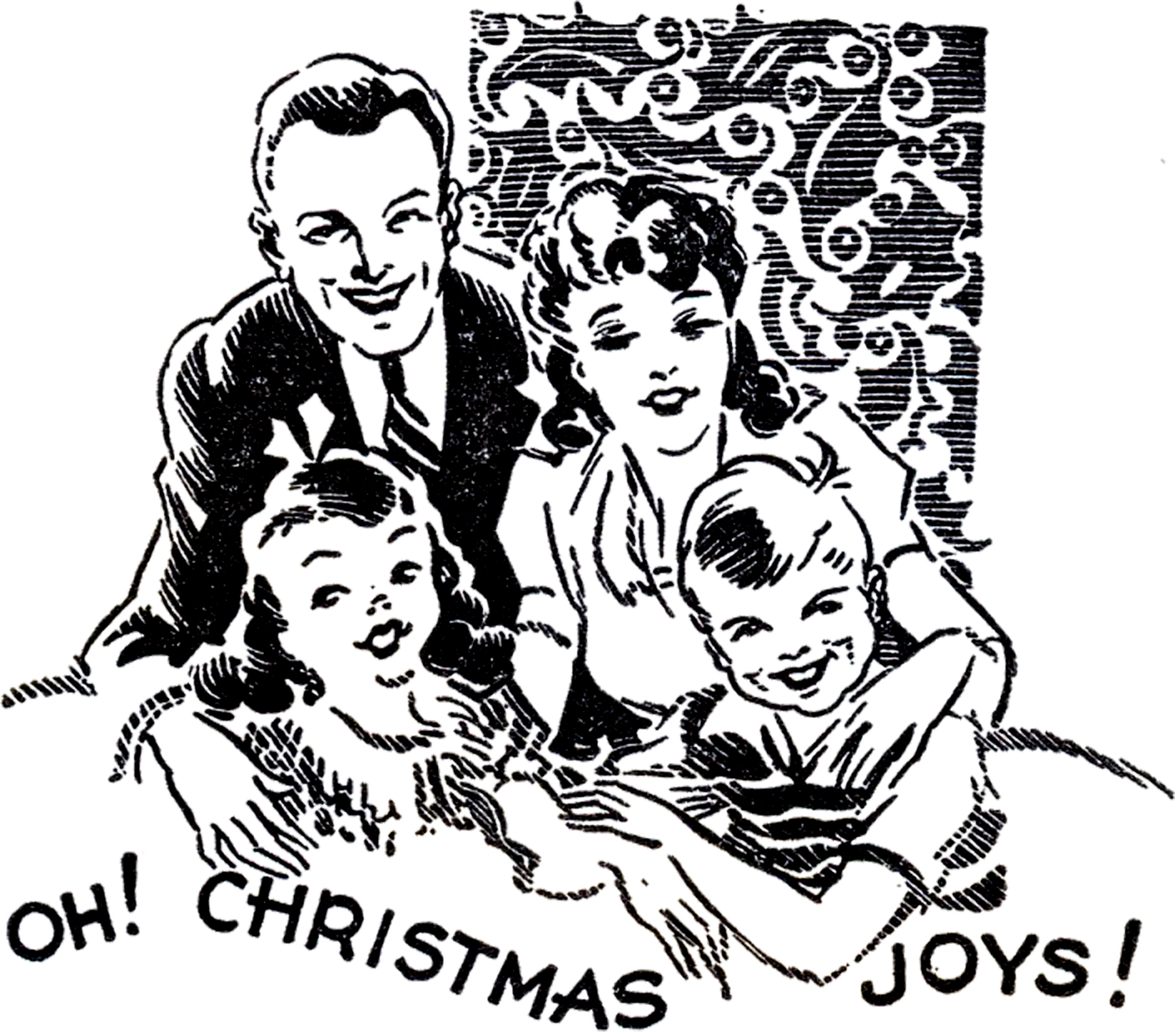 victorian christmas clip art black and white