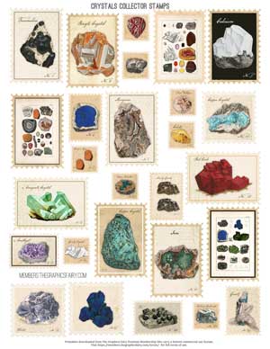 Crystals and stones collage stamps