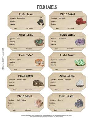 Crystals and stones collage labels