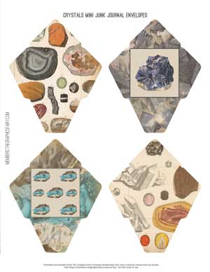 Crystals and stones collage envelopes