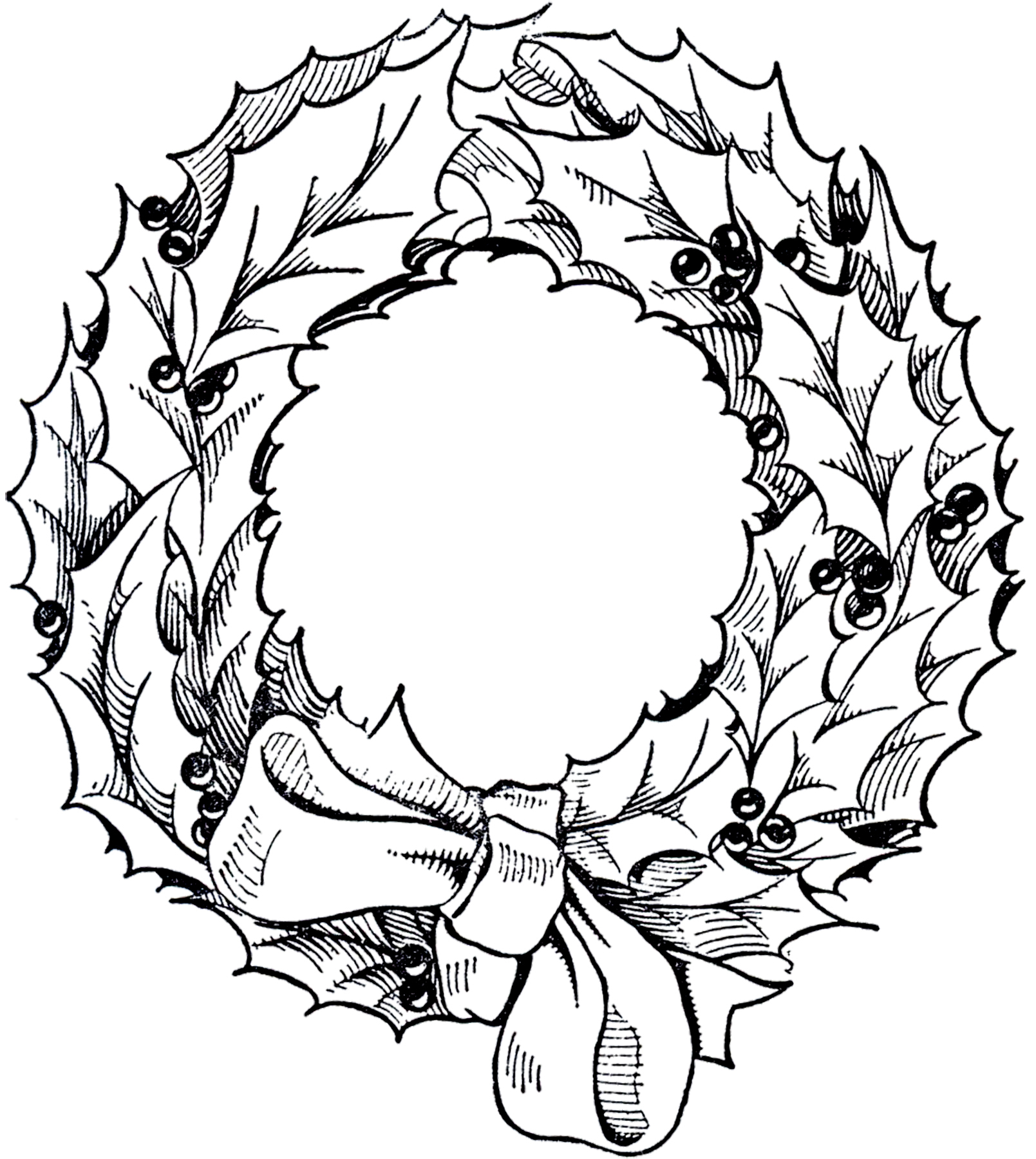 christmas garland clipart black and white