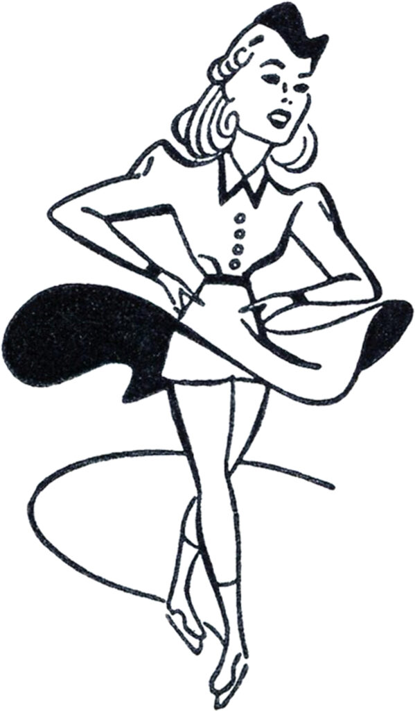 retro ice skating woman clipart